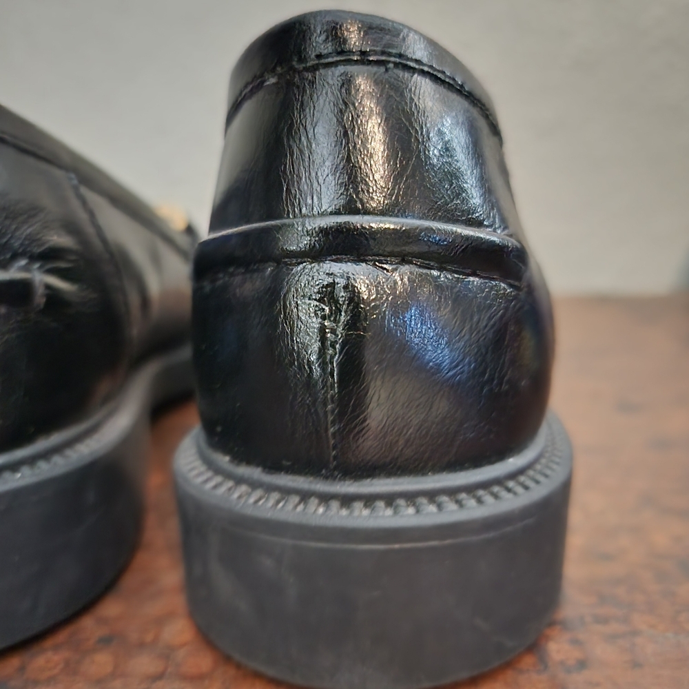 Steve Madden Black Leather Chain-Trim Loafers - Picture 11 of 16